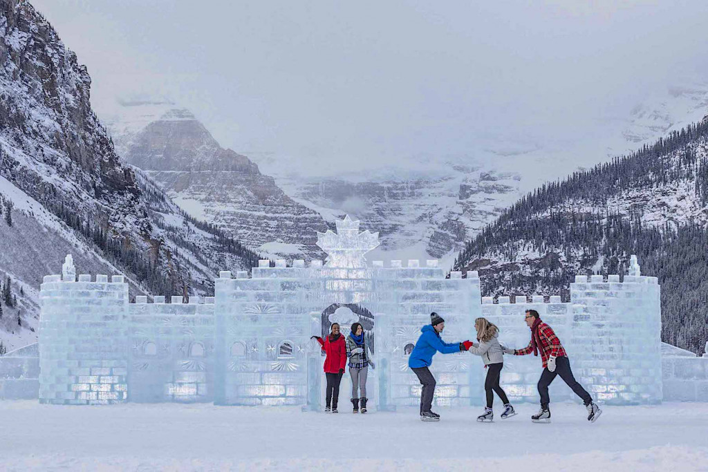 The ice castle on Lake Louise